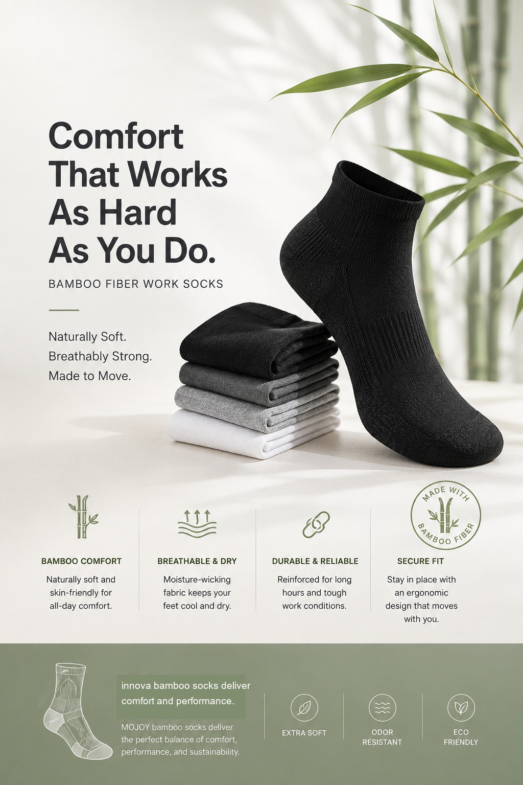 Bamboo Fiber Work Socks bamboo work socks comfort poster