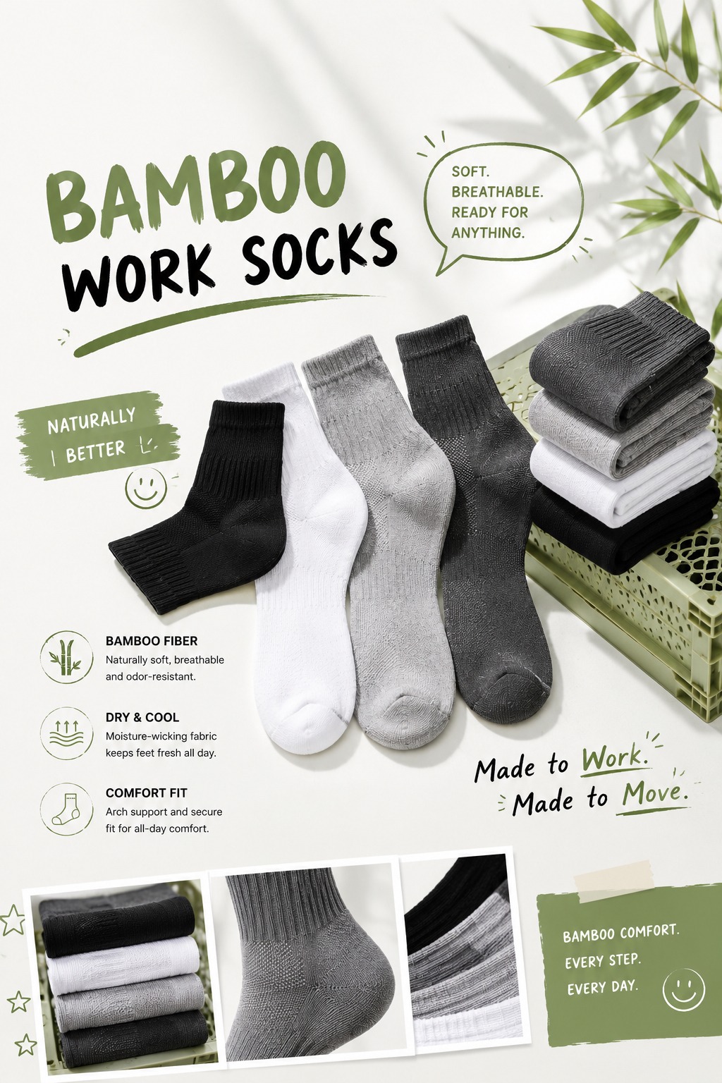 Bamboo Fiber Work Socks bamboo work socks lifestyle poster