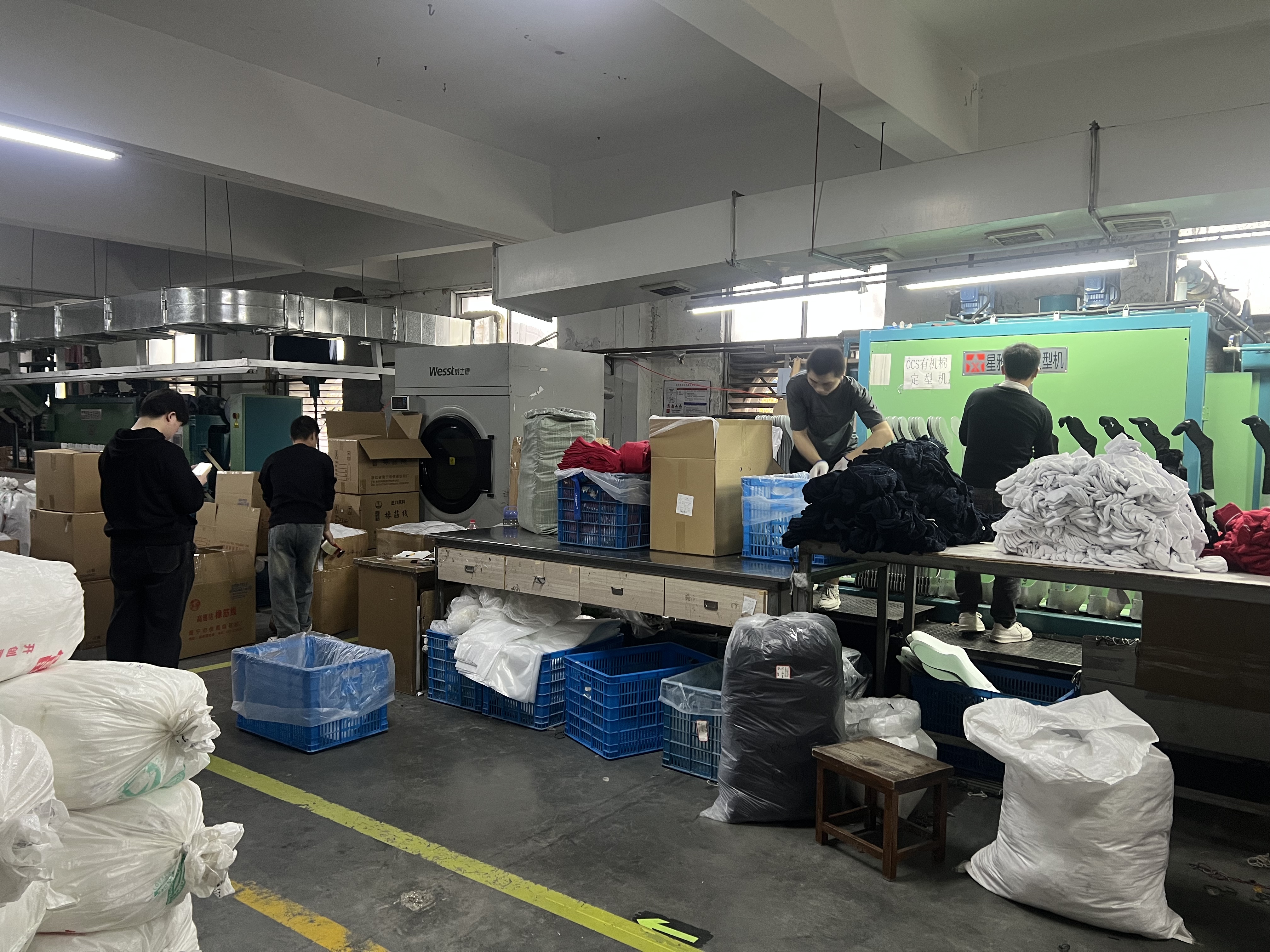 About Us Sock production and sorting area