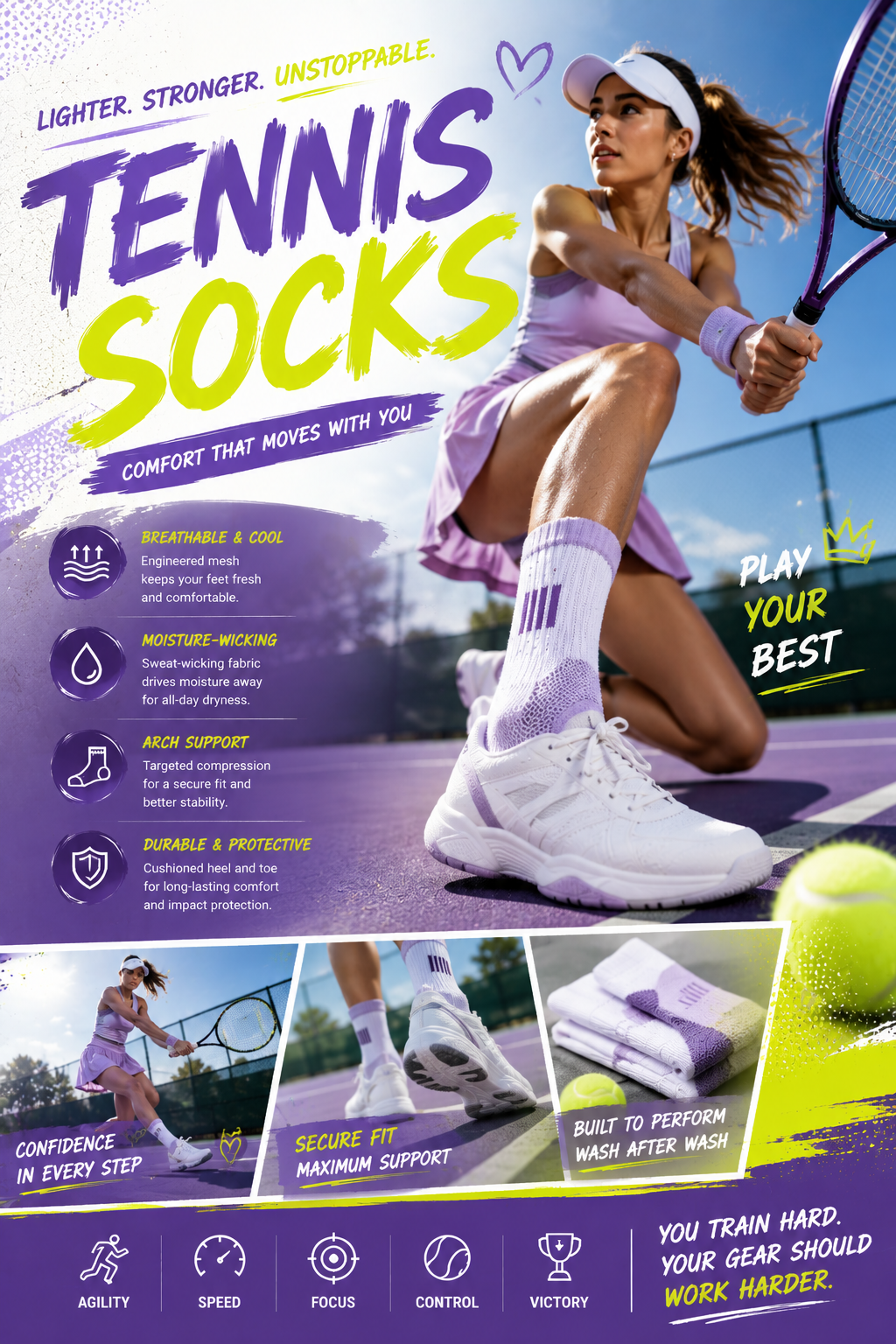 Tennis Socks Purple tennis socks performance poster