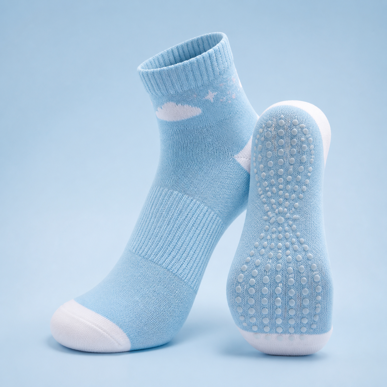 Yoga Grip Socks - Sky Blue Cloud
