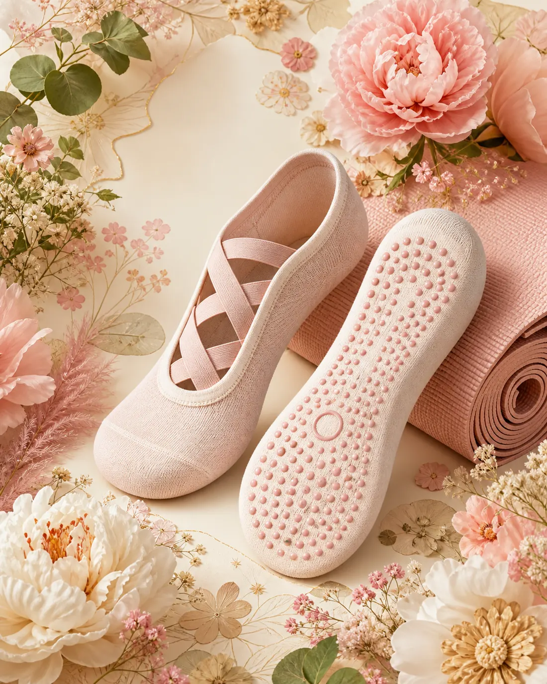 Soft Floral Studio yoga socks poster