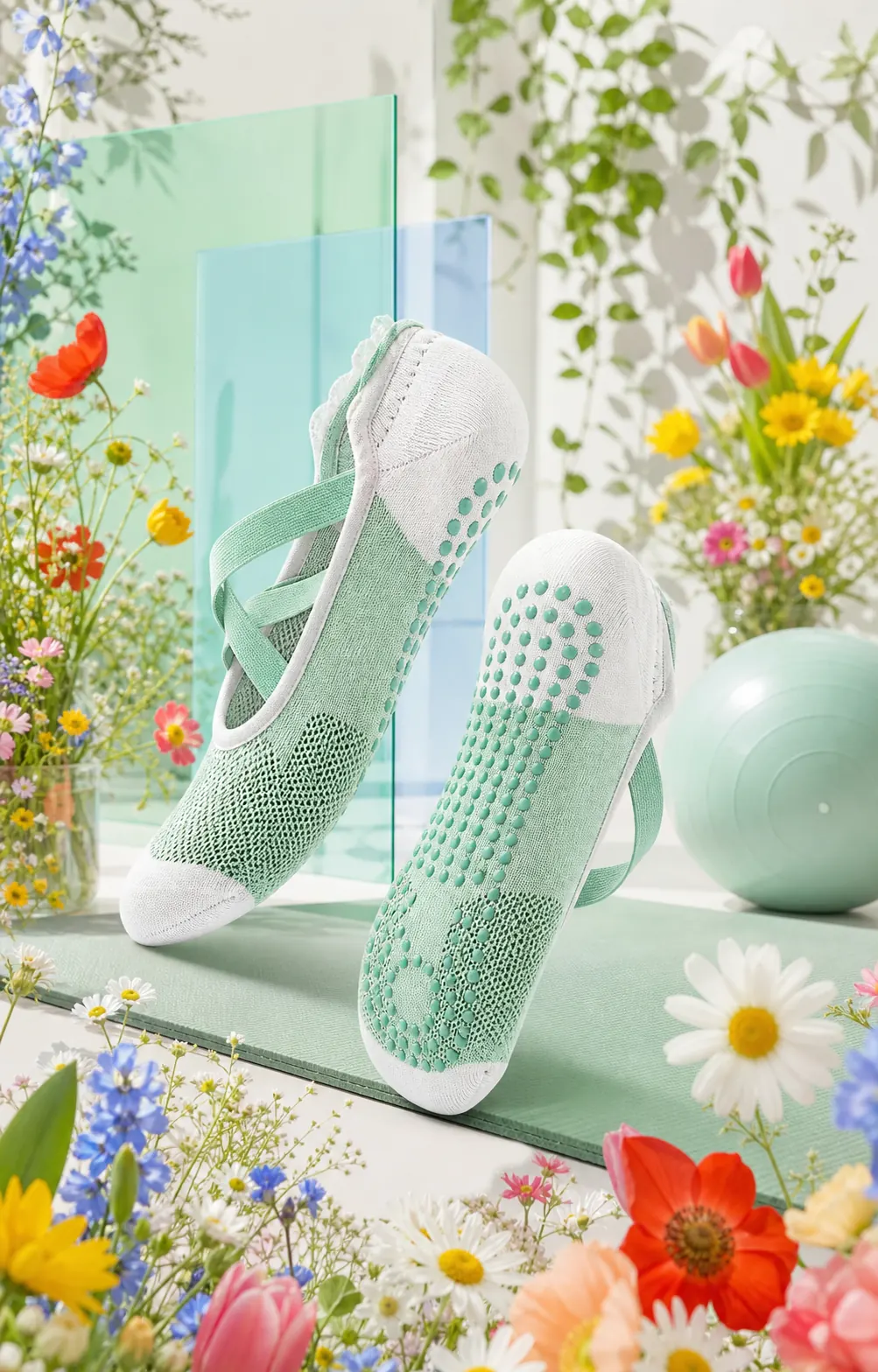 Fresh Sport Botanical yoga socks poster