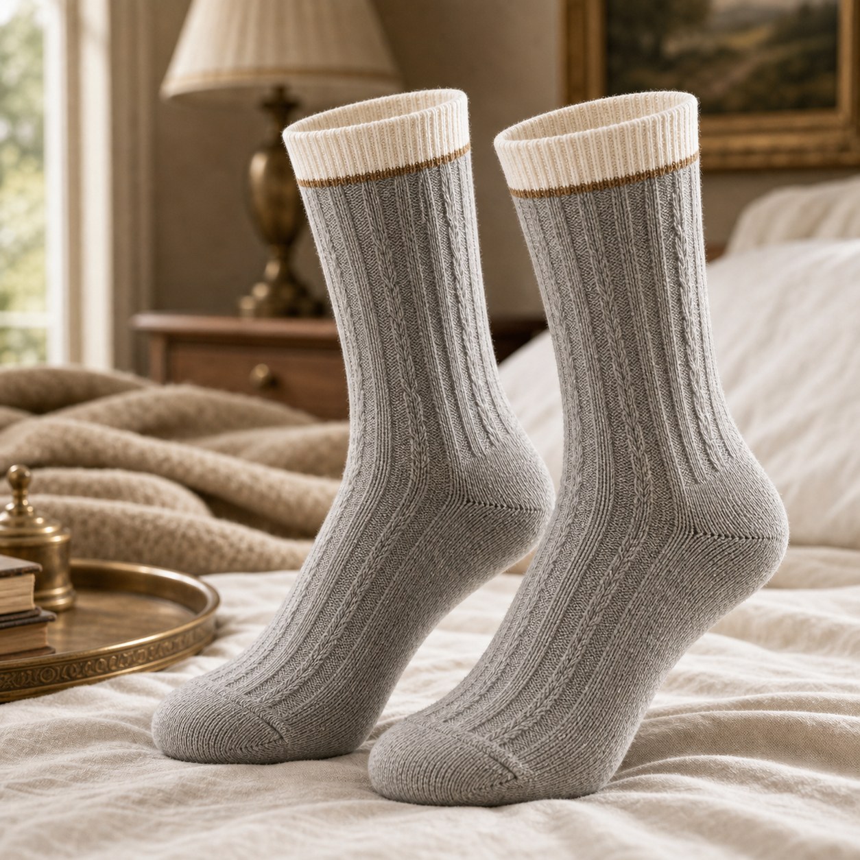 Manor Gray Rib old money socks