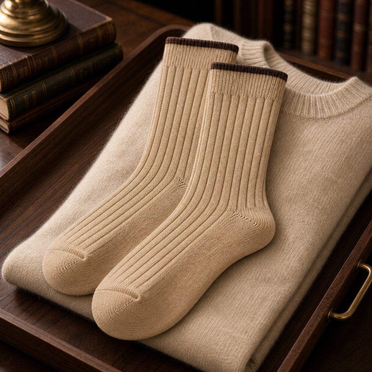 Cashmere Camel Rib old money socks