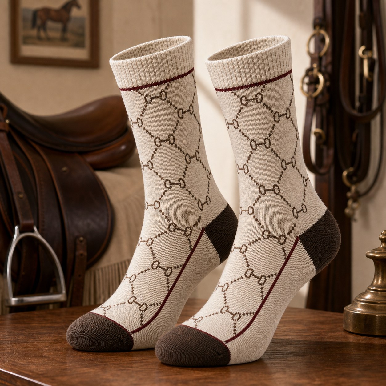 Equestrian Oatmeal old money socks