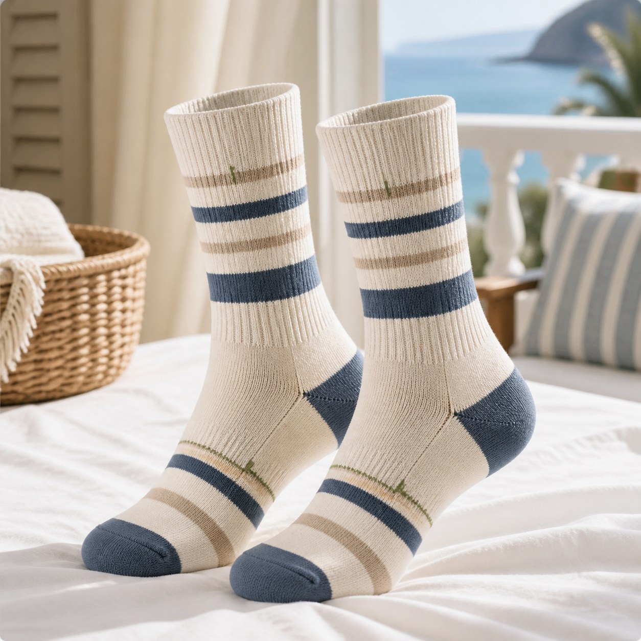 Coastal Slate Stripe old money socks